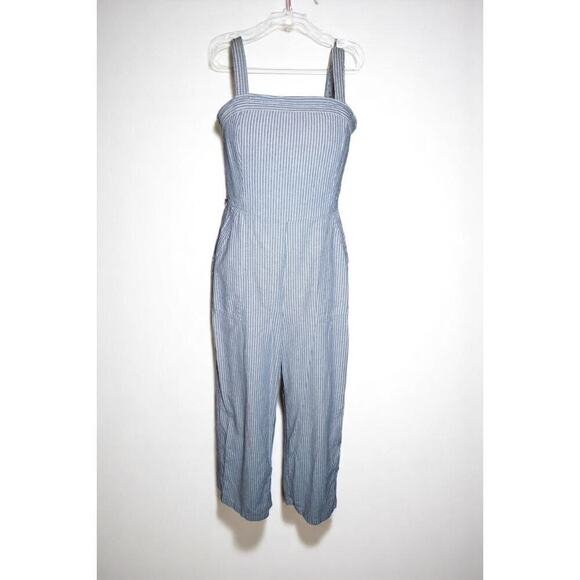 Old Navy Blue White Striped Jumpsuit | Women’s Size Small | Sleeveless Cropped - Picture 1 of 10